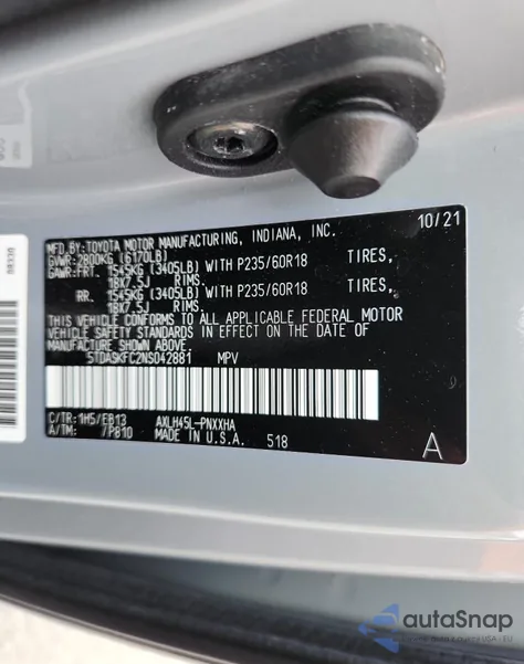 2022 Toyota Sienna Xle z USA, uszkodzony, nr VIN 5TDASKFC2NS042881